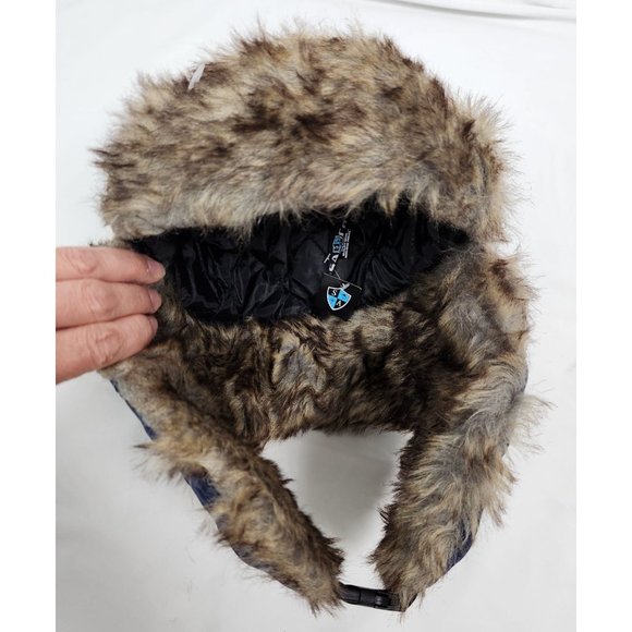Sa Co. Men's Navy & Faux Fur Trapper Quilted Snap Close Hat NWT - Picture 4 of 4